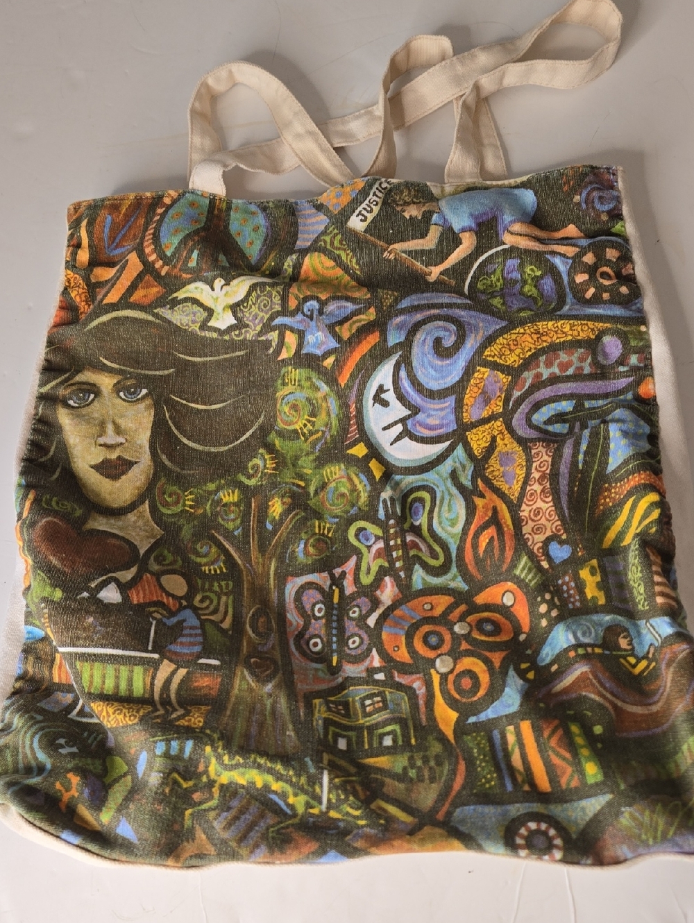 True Religion Canvas Tote Bag World Tour Print vintage